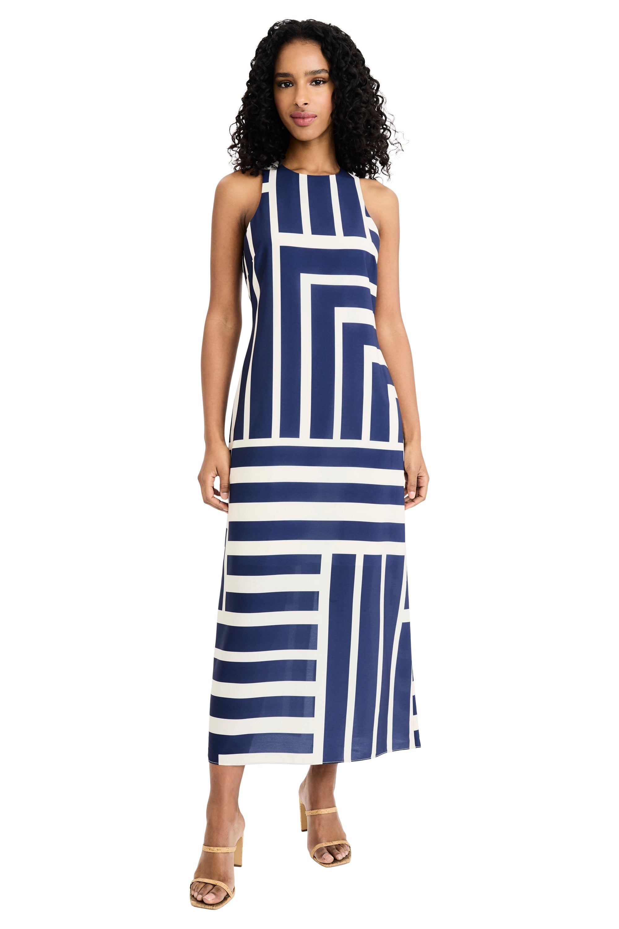 Quincy Midi Shift Dress in Intersection Stripes for Women