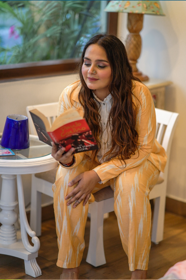 Yellow Ikat Pant Suit Set for Trousers for Women