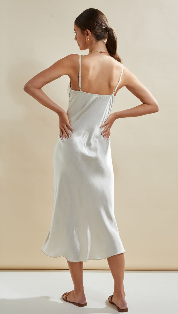 Iris Satin Dress - Pearl - gallery