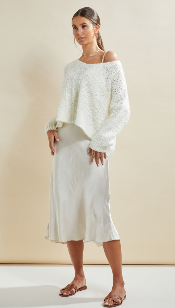 Iris Satin Dress - Pearl - gallery