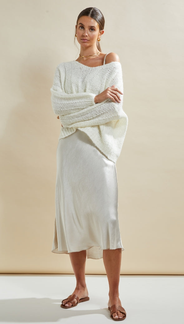 Iris Satin Dress - Pearl - gallery