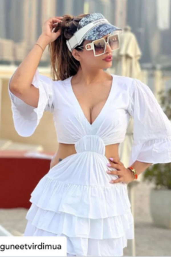 Floaty & Flared White Daisy Ruffle Dress for Women - gallery