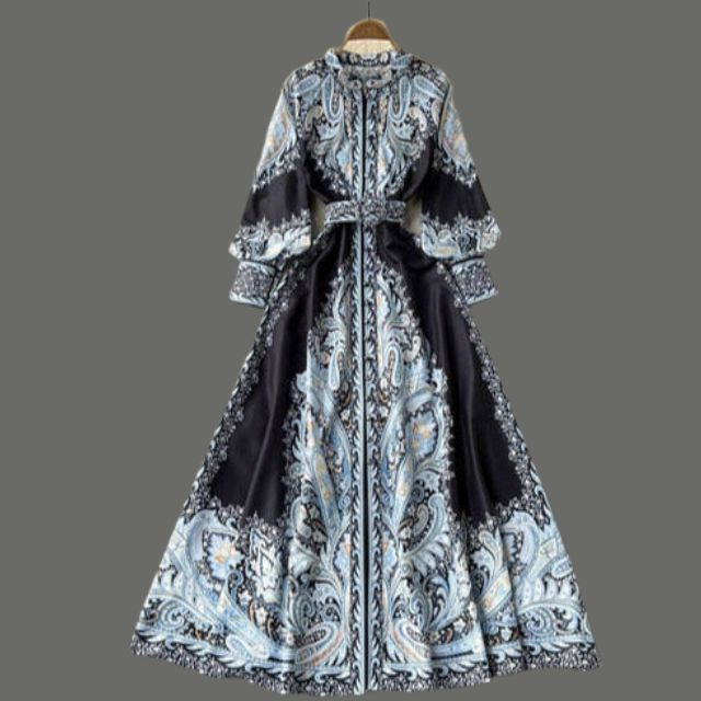 Floral Print A-Line Dress with Belted Waist