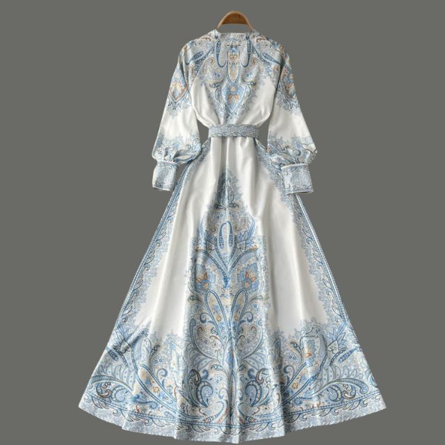 Floral Print A-Line Dress with Belted Waist