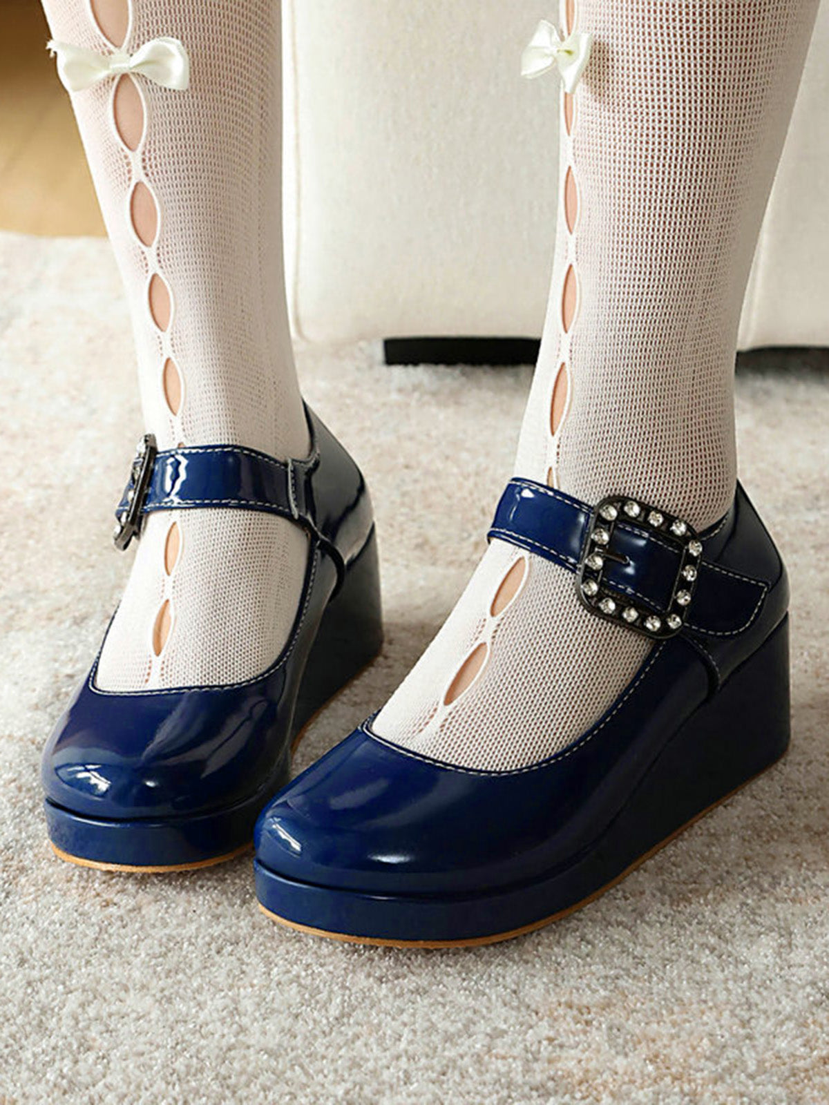Vintage Lolita Mary Jane Buckle Strap Shoes for Women - gallery