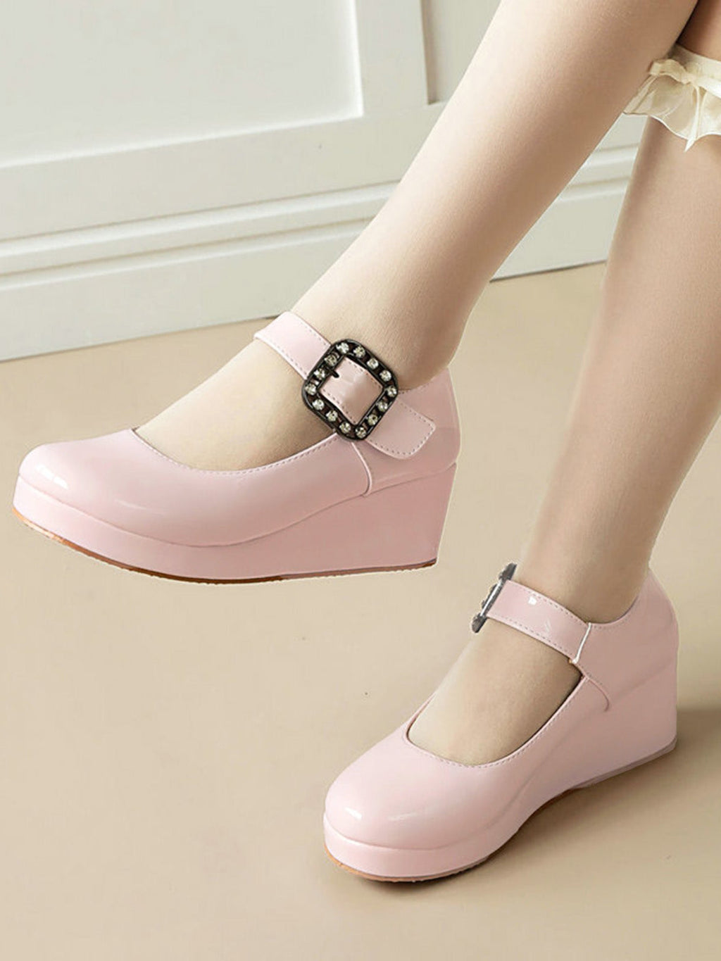 Vintage Lolita Mary Jane Buckle Strap Shoes for Women - gallery