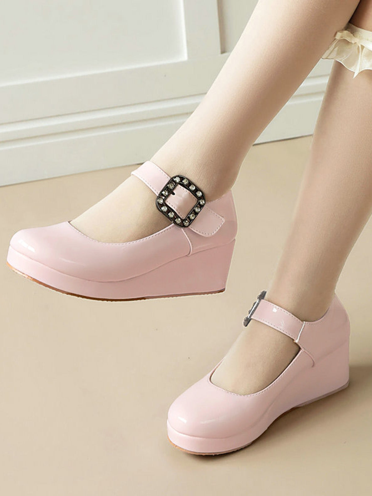 Vintage Lolita Mary Jane Buckle Strap Shoes for Women - gallery