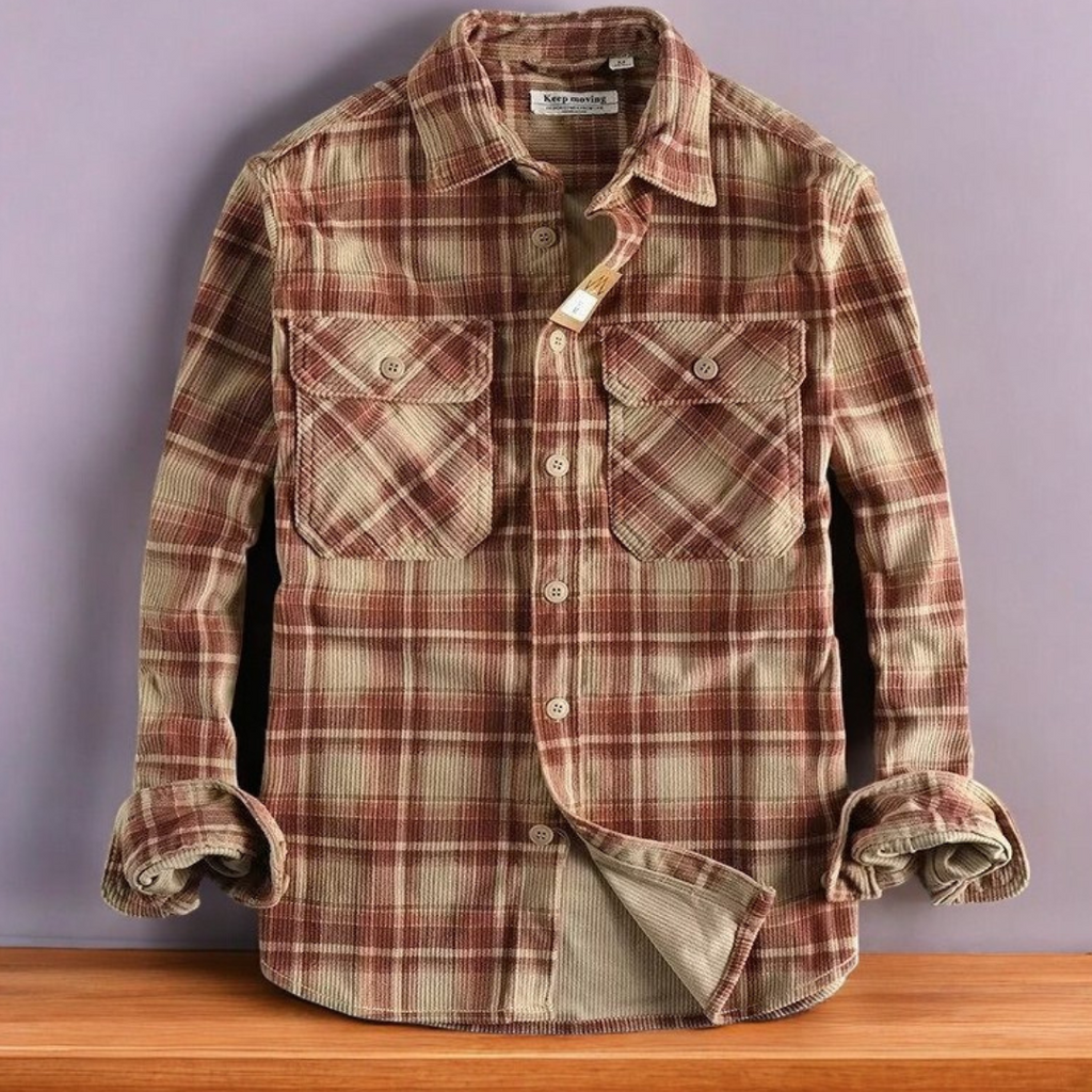 Vintage Plaid Flannel Shirt for Men