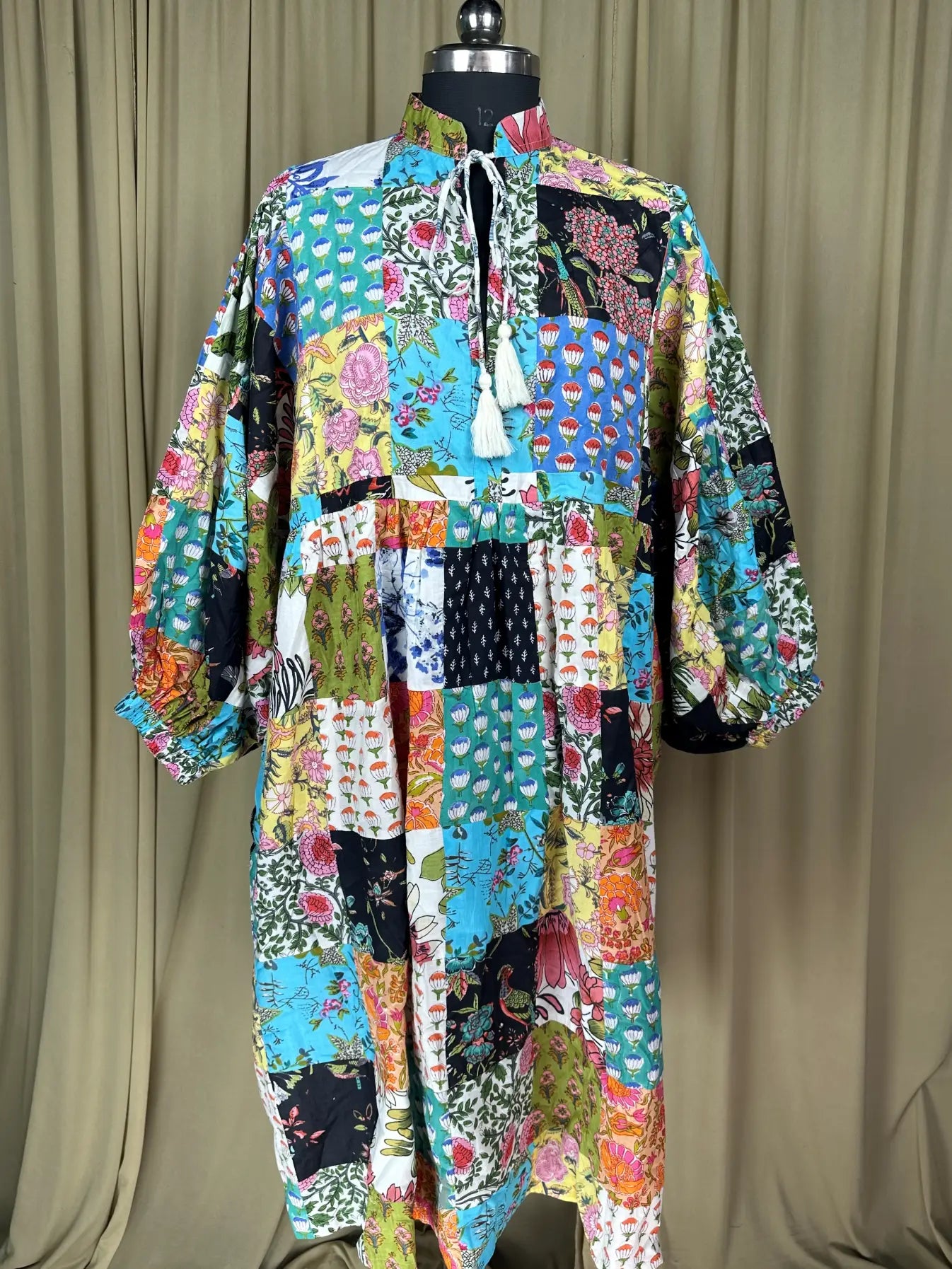 Handmade Patchwork Boho Maxi Dress for Women — Long Sleeves - gallery