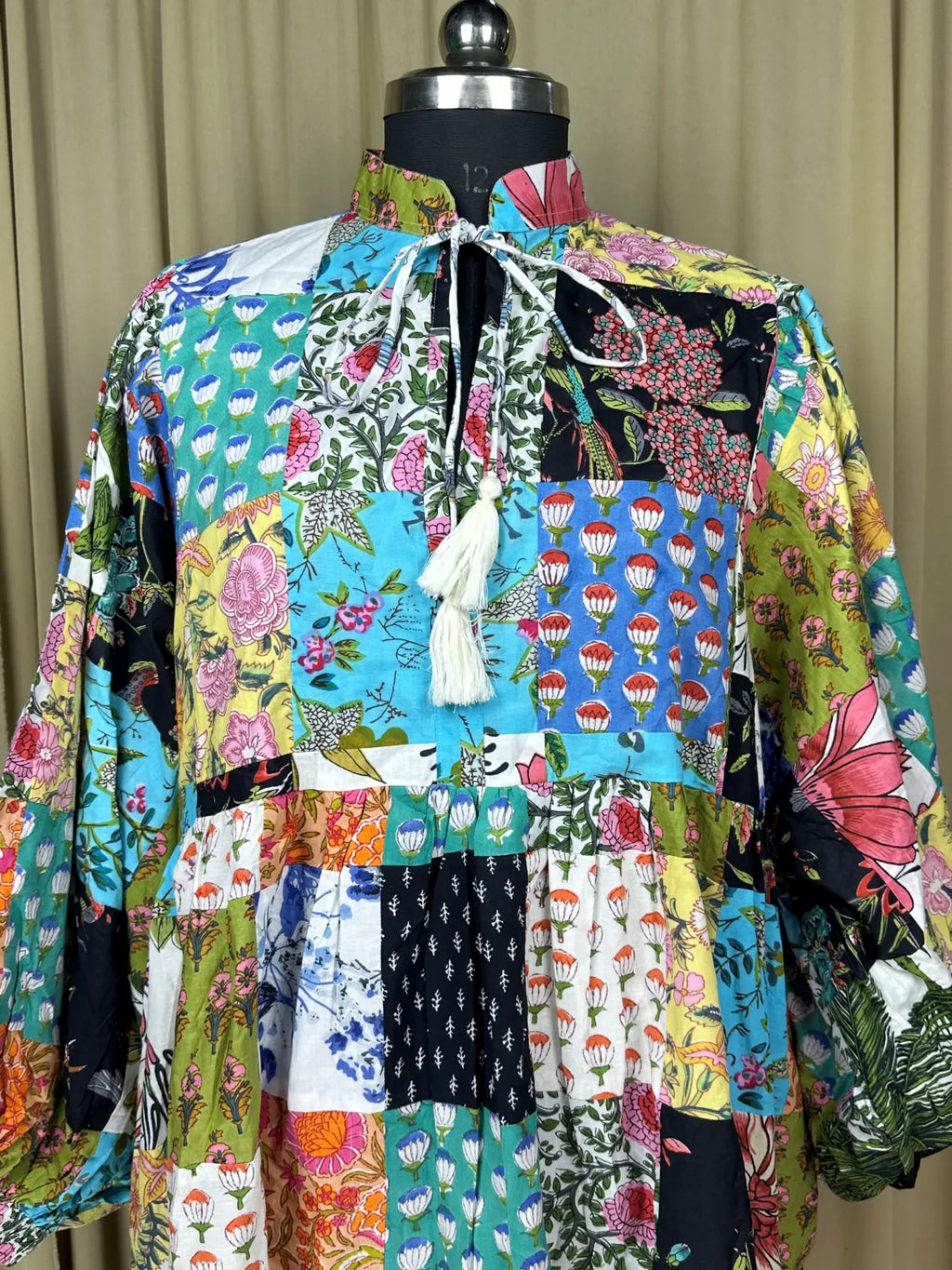 Handmade Patchwork Boho Maxi Dress for Women — Long Sleeves - gallery