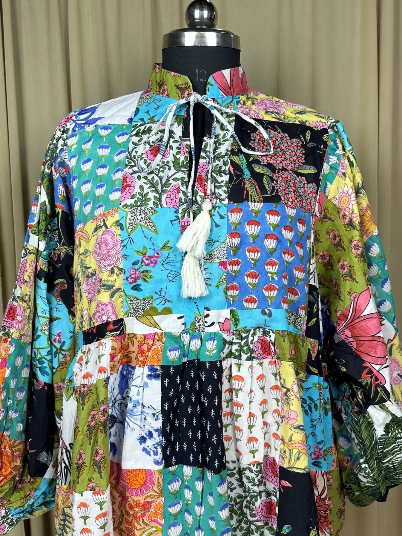 Handmade Patchwork Boho Maxi Dress for Women — Long Sleeves - gallery