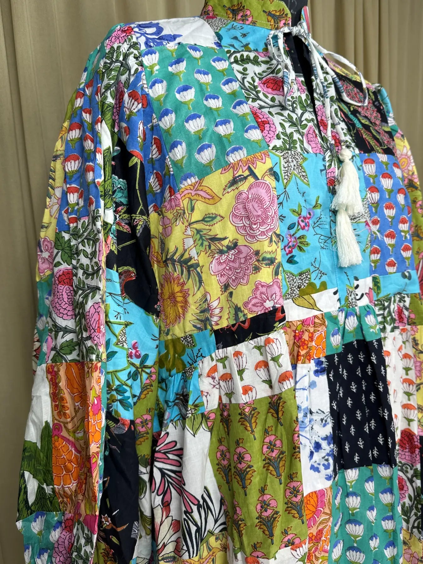 Handmade Patchwork Boho Maxi Dress for Women — Long Sleeves - gallery