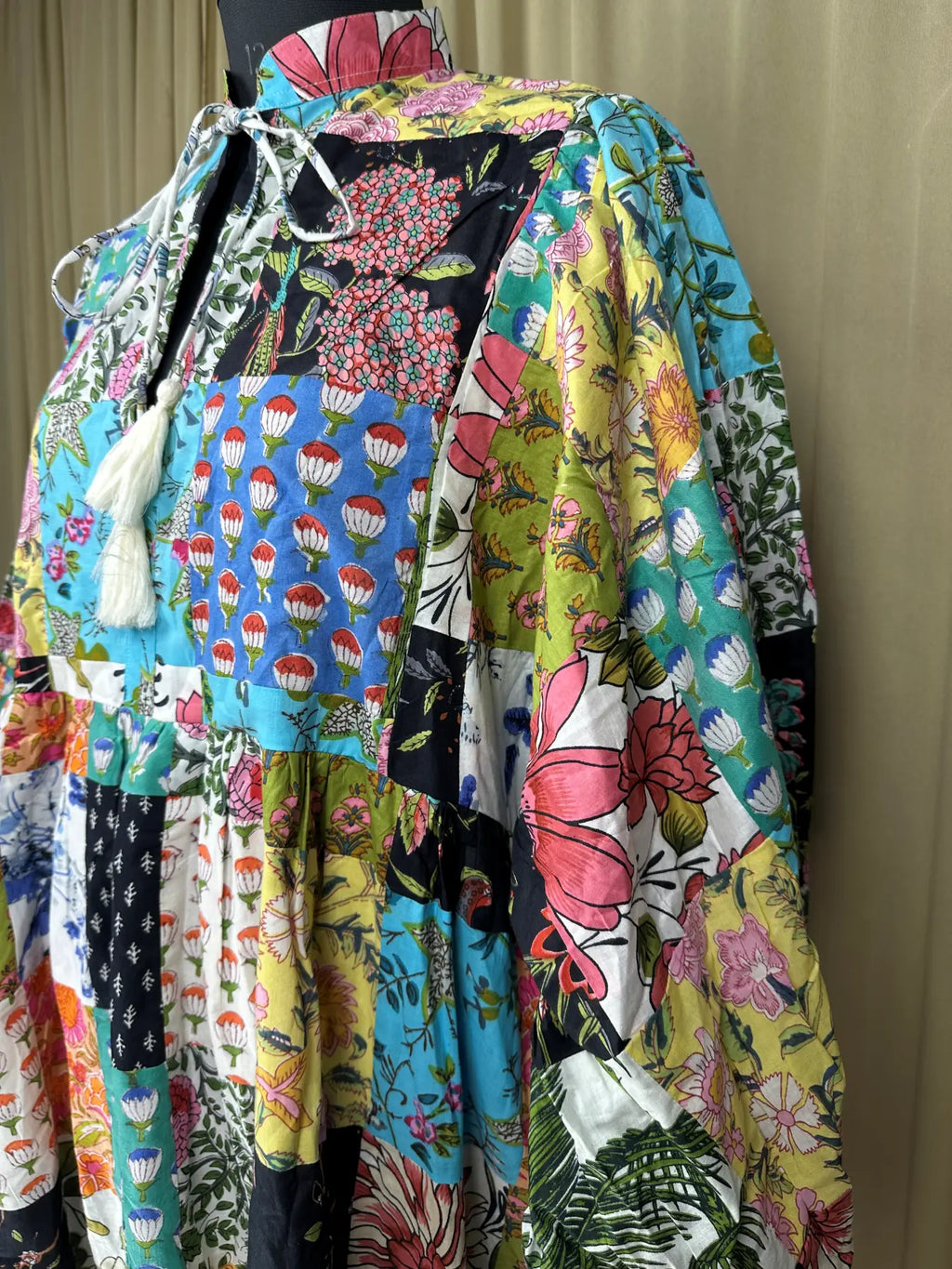 Handmade Patchwork Boho Maxi Dress for Women — Long Sleeves - gallery