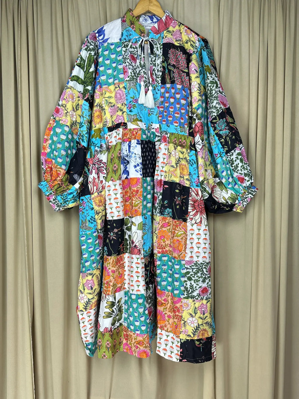 Handmade Patchwork Boho Maxi Dress for Women — Long Sleeves - gallery