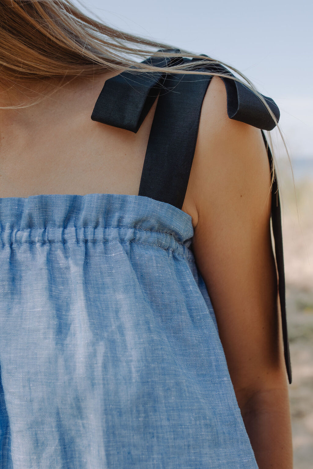 Blue Linen Maxi Dress for Women — Elegant Breathable Style - gallery