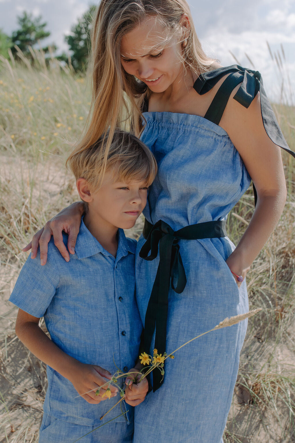 Blue Linen Maxi Dress for Women — Elegant Breathable Style