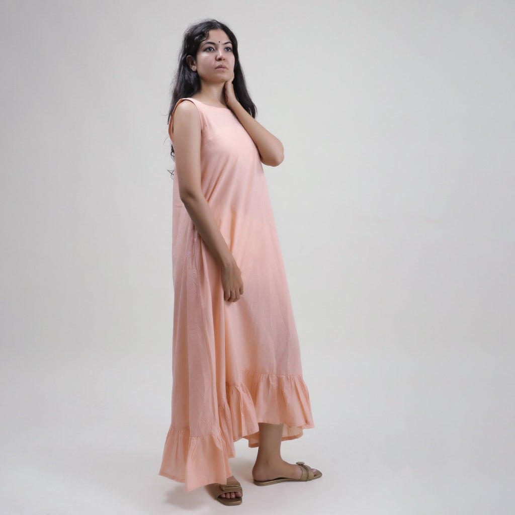Hand-Dyed Solid Cotton Midi Dress for Women — Artisan - gallery