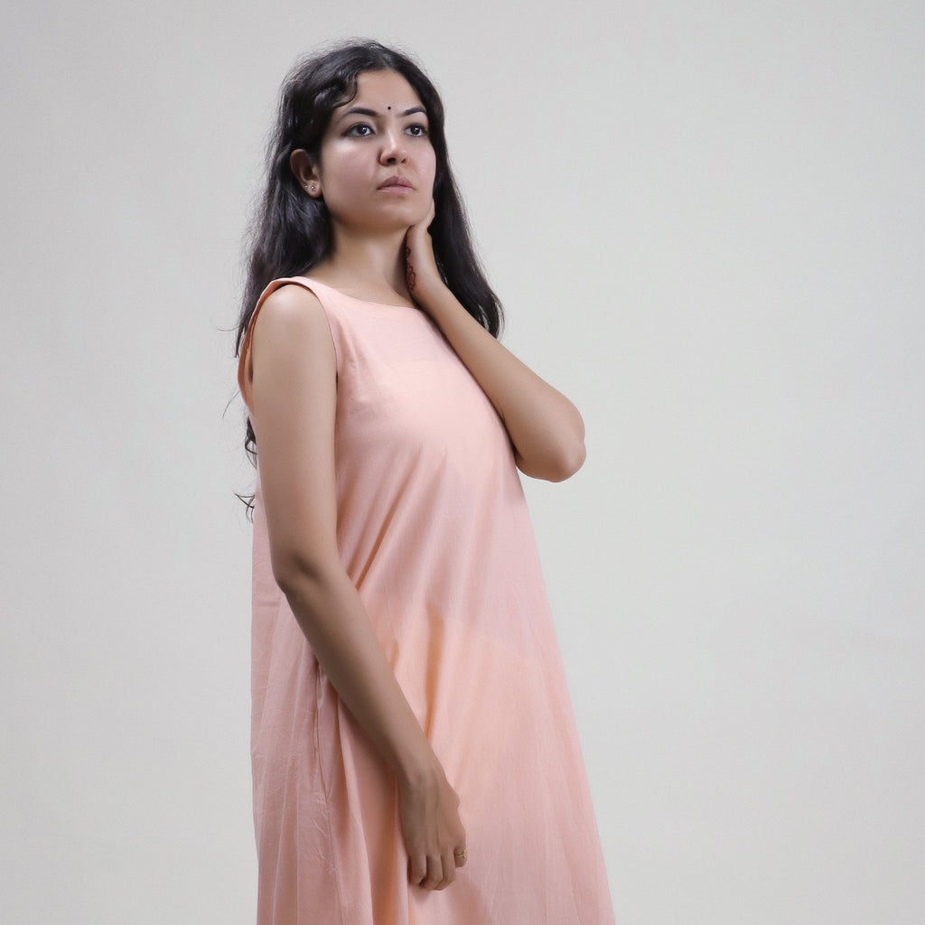 Hand-Dyed Solid Cotton Midi Dress for Women — Artisan - gallery