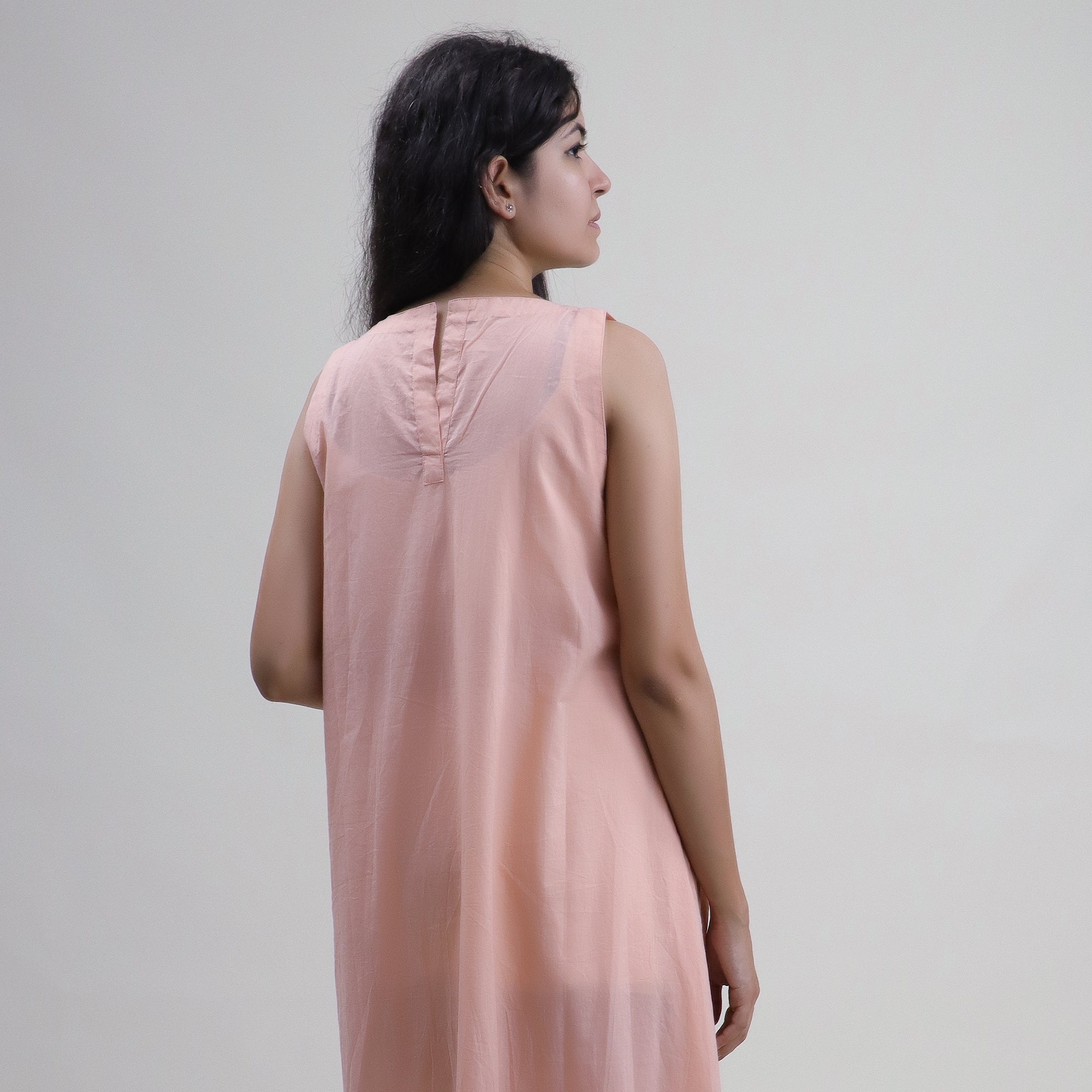 Hand-Dyed Solid Cotton Midi Dress for Women — Artisan - gallery