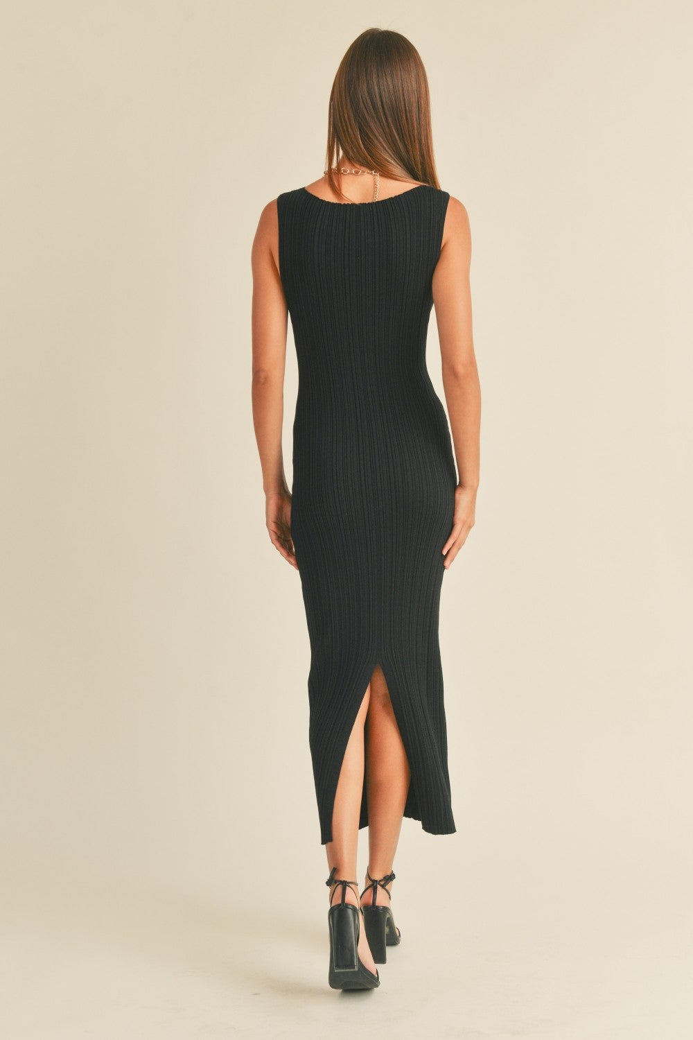 Ribbed Knit Midi Dress for Women — Sleeveless Bodycon - gallery