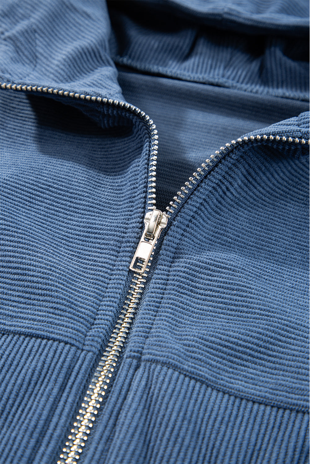 Teal Hooded Jacket with Zipper and Drawstring