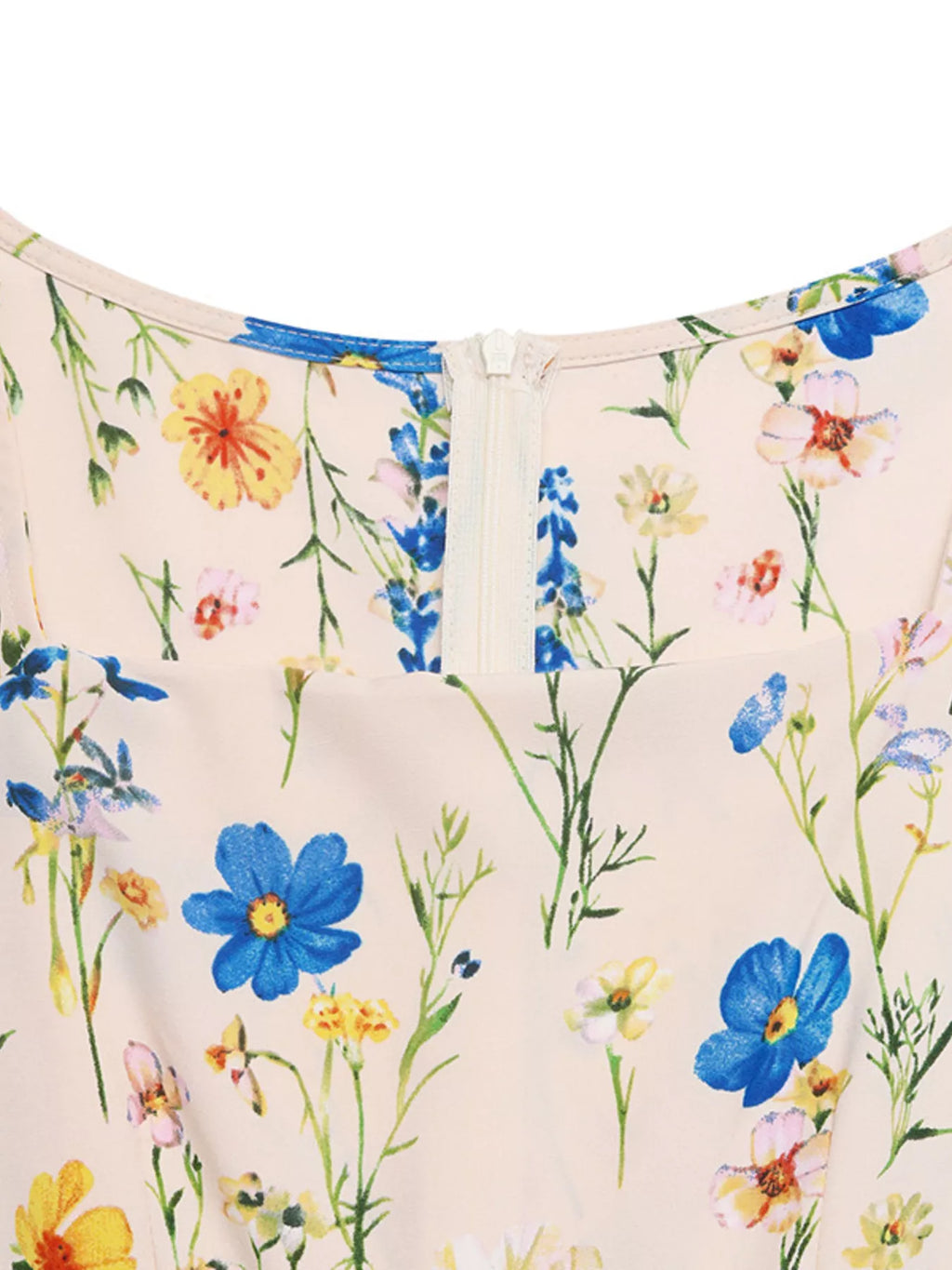 Floral Square Neck Casual Maxi Dress for Women — Front Zip - gallery