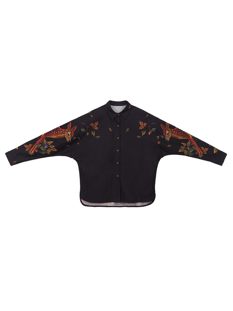 Enchanted Forest Deer Embroidered Blouse for Women - gallery