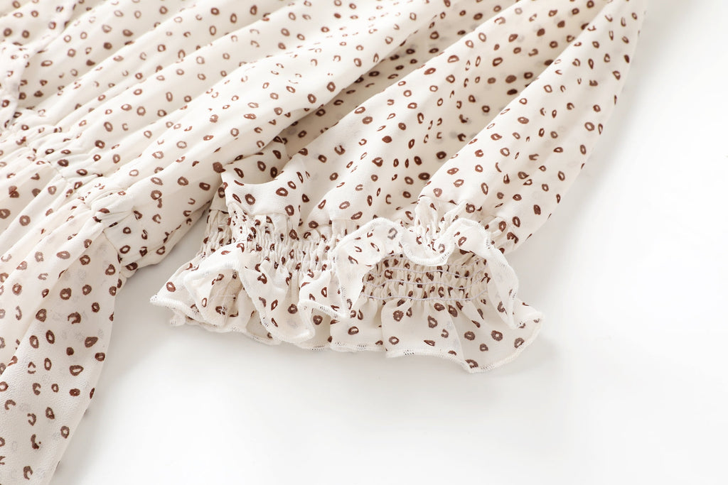 Amelia Polka Dots Printed V Neck Tier Chiffon Plus Size Short Sleeve Mid... — gallery