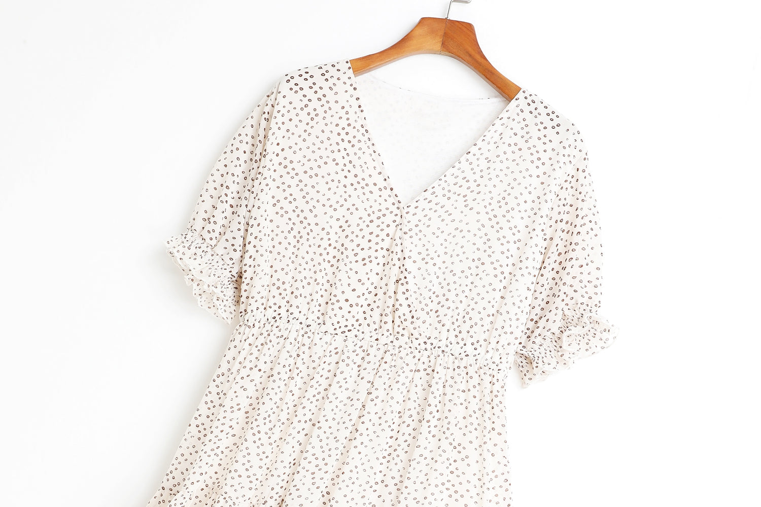 Amelia Polka Dots Printed V Neck Tier Chiffon Plus Size Short Sleeve Mid... — gallery