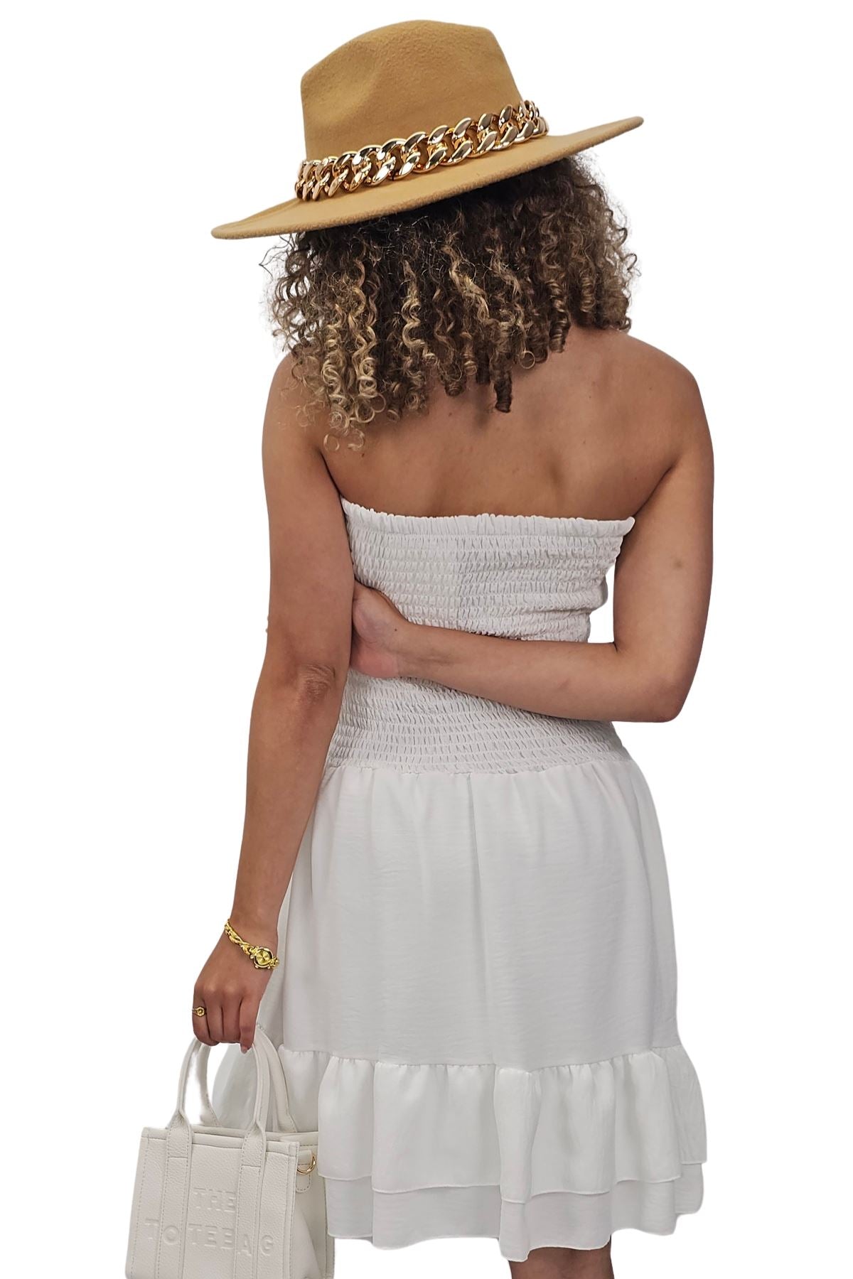 Plain Bandeau Shirred Playsuit — gallery