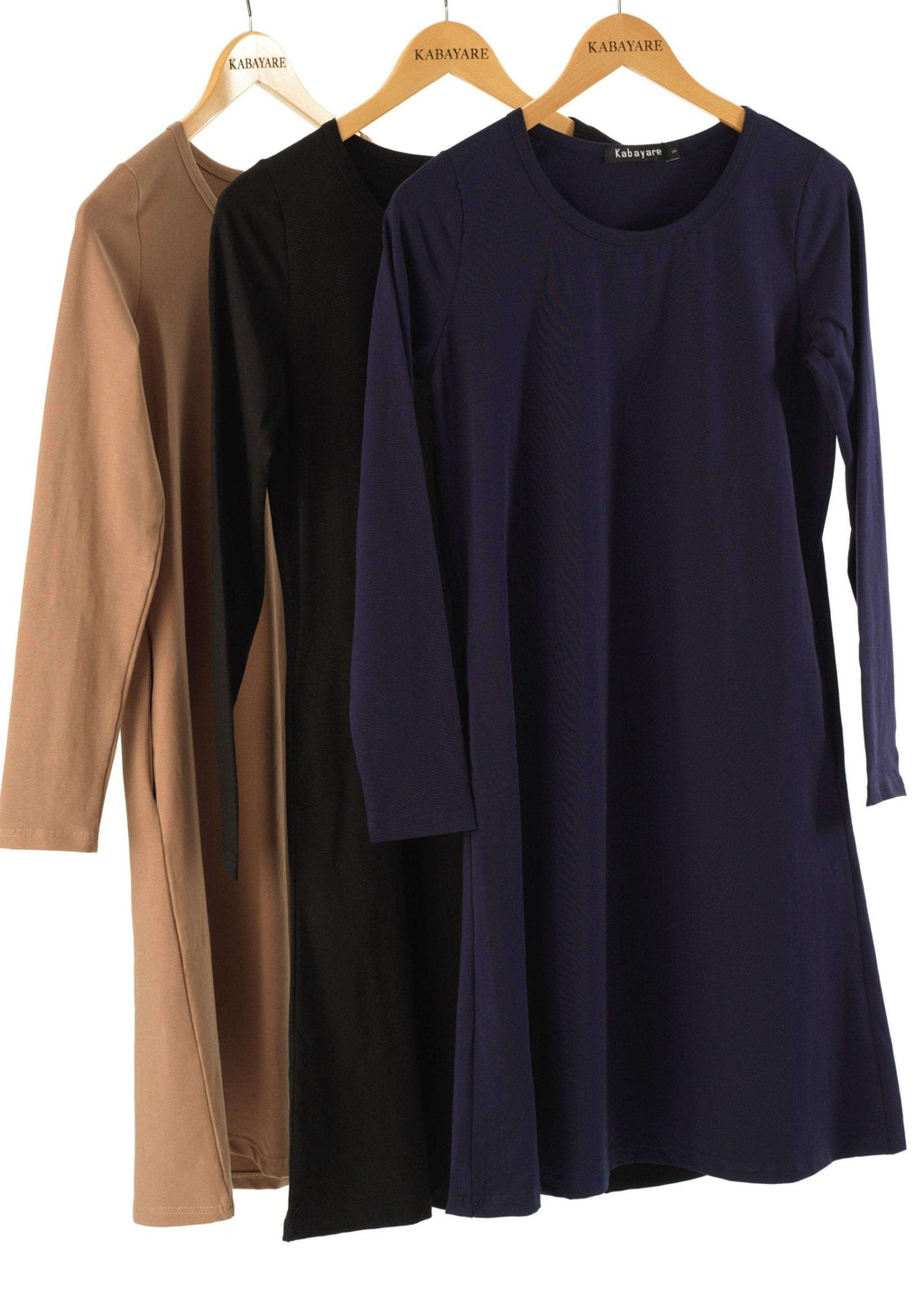 Basic Modest Long-Sleeve Cotton Midi Top for Women