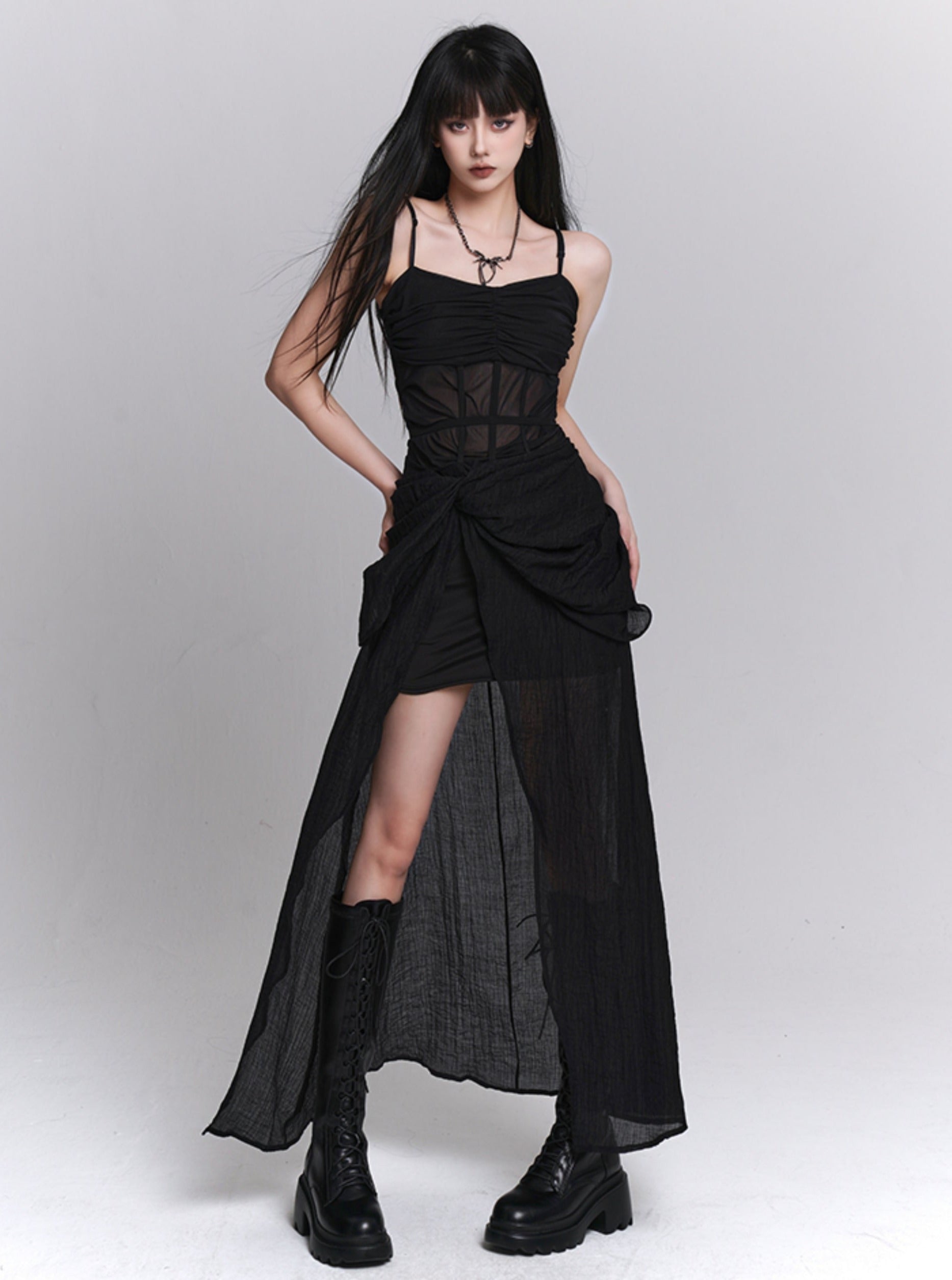 Elegant Black Slip Dress for Women