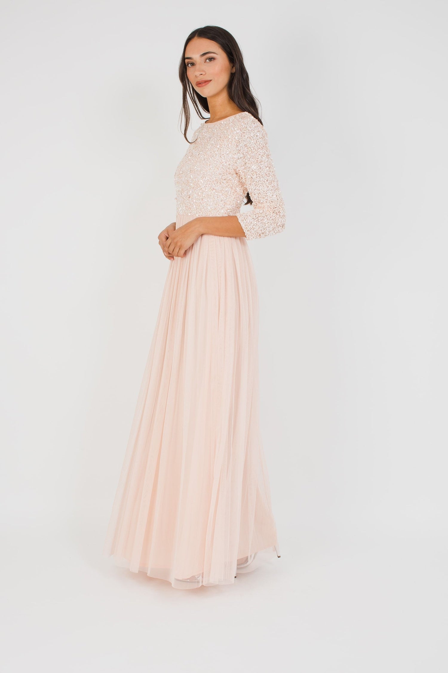 Belle Picasso Long Sleeve Maxi in Nude — gallery