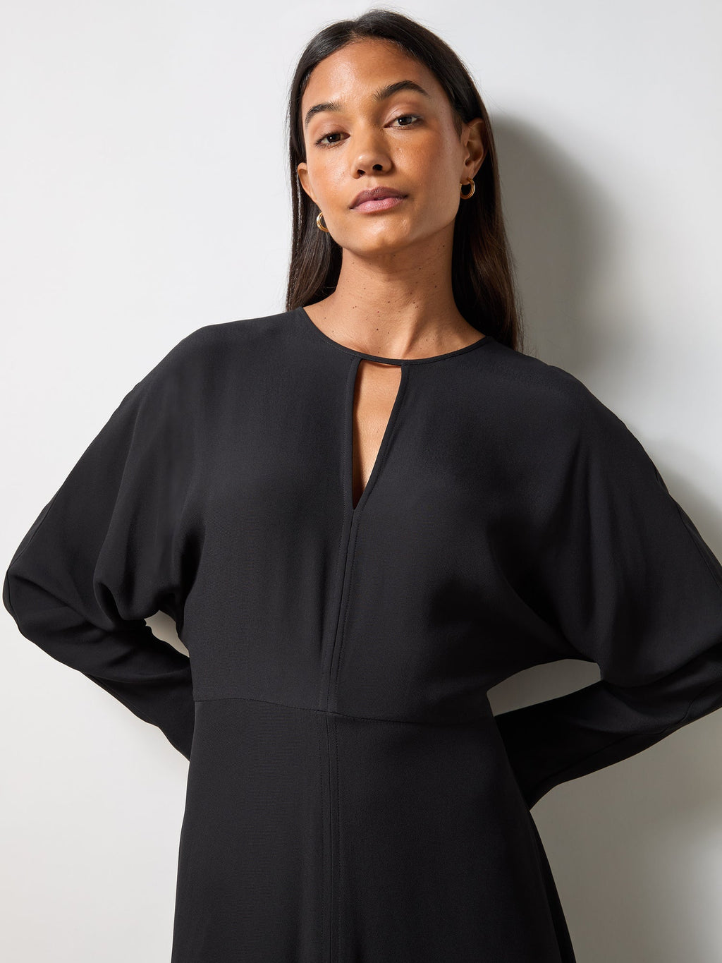 Black Crepe Keyhole Midi Dress — gallery