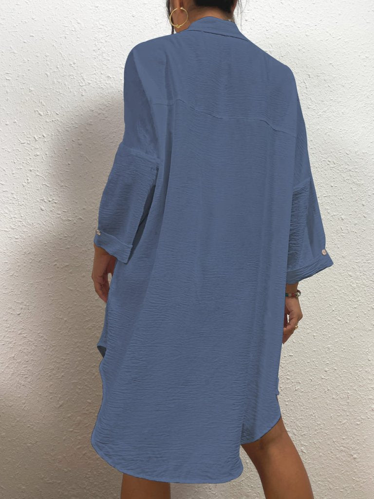 Long Button-Down Beach Cover-Up Shirt for Women — Linen Style - gallery