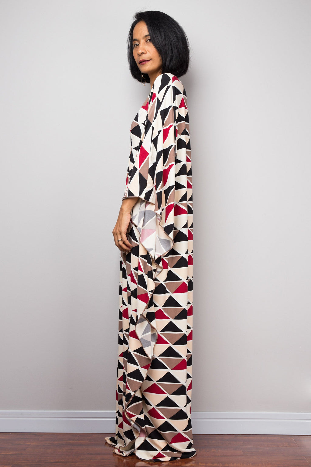 Boho Caftan Maxi Dress for Women — Butterfly-Sleeve Halston Style - gallery