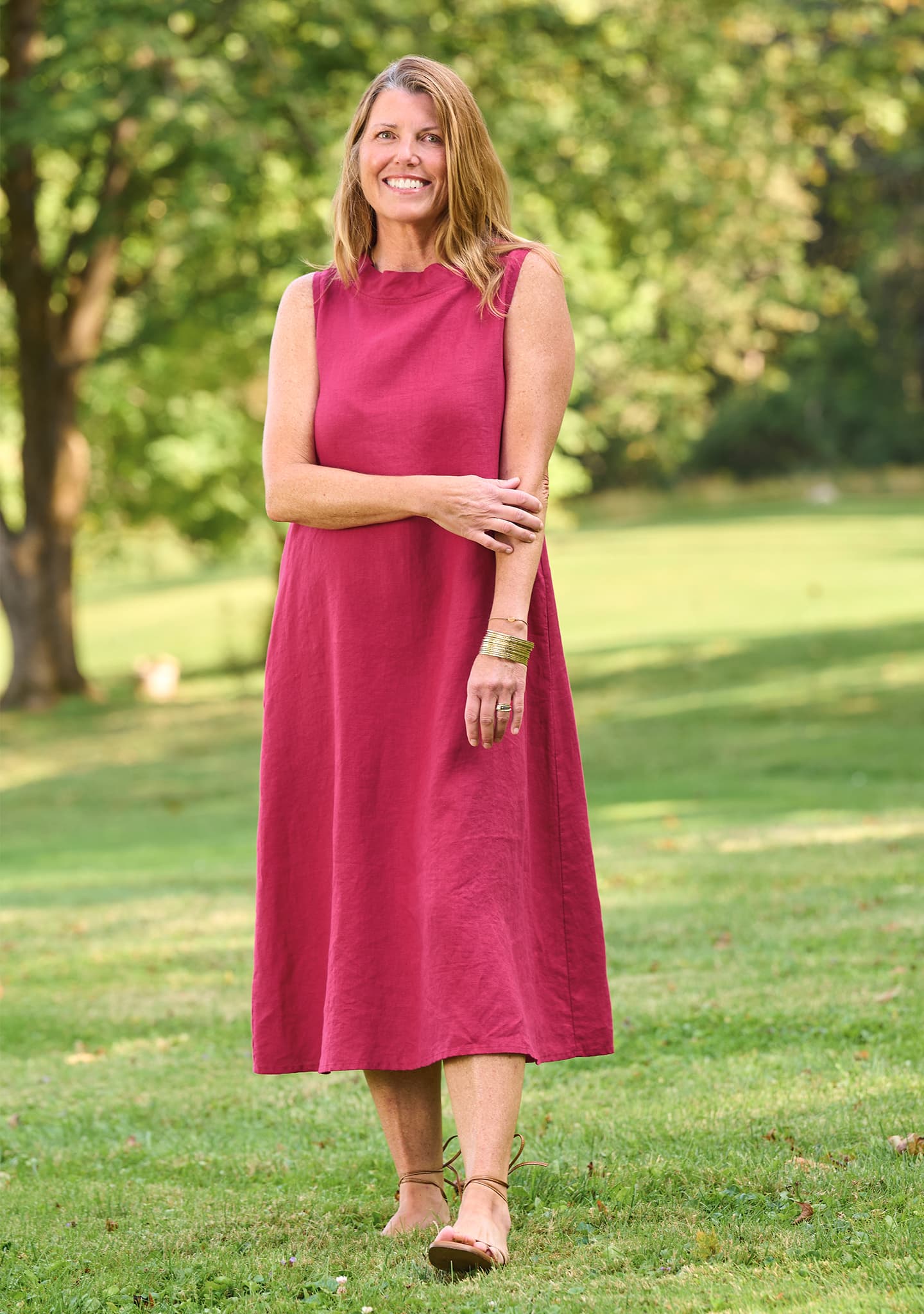 Brooke Sleeveless Linen Flare Dress for Women - gallery