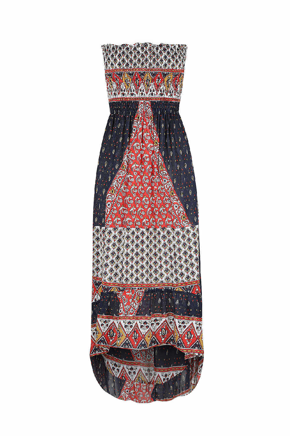 Floral Strapless Bandeau Dress - Red — gallery