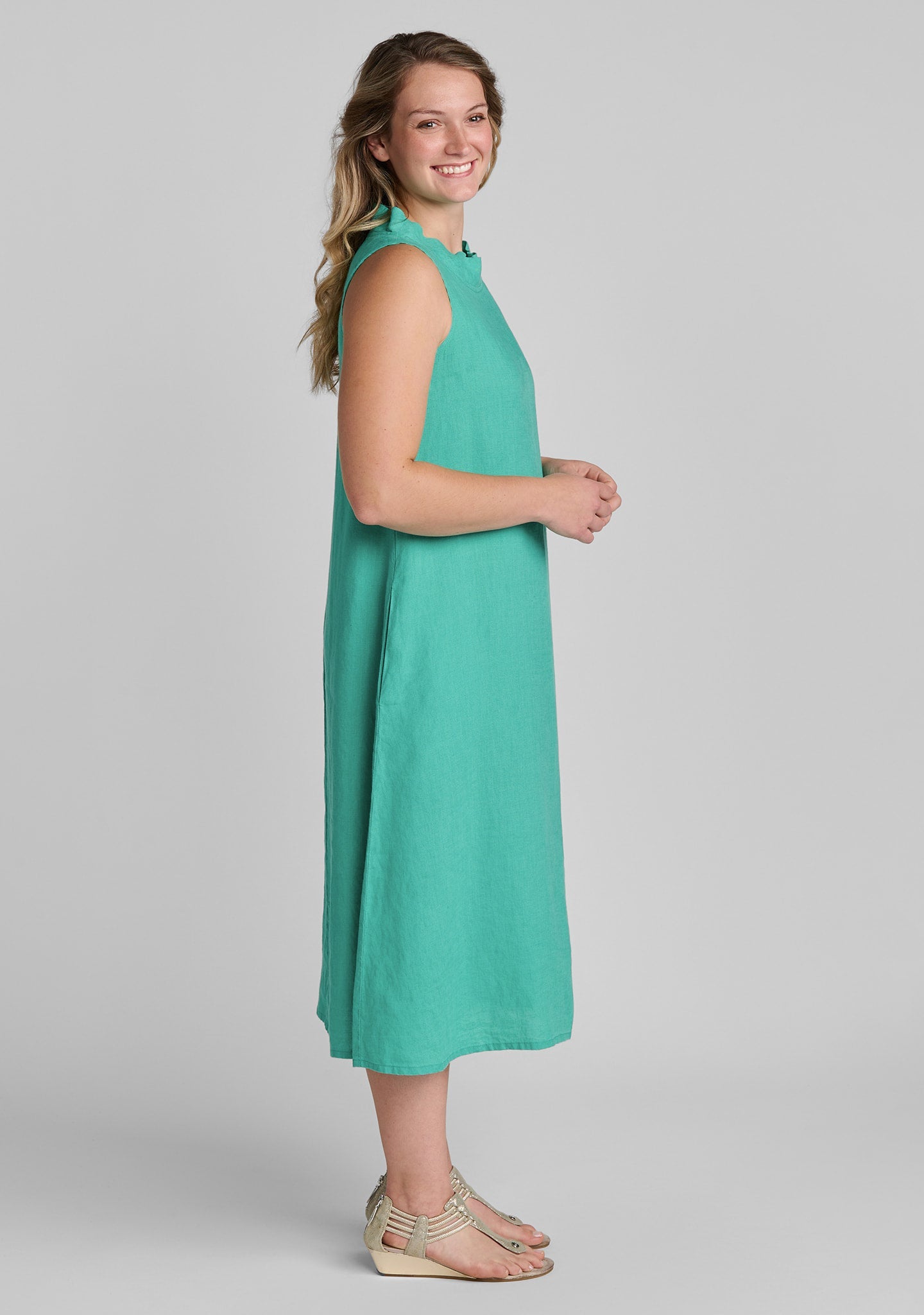 Brooke Sleeveless Linen Flare Dress for Women - gallery