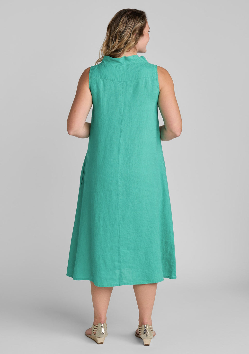 Brooke Sleeveless Linen Flare Dress for Women - gallery