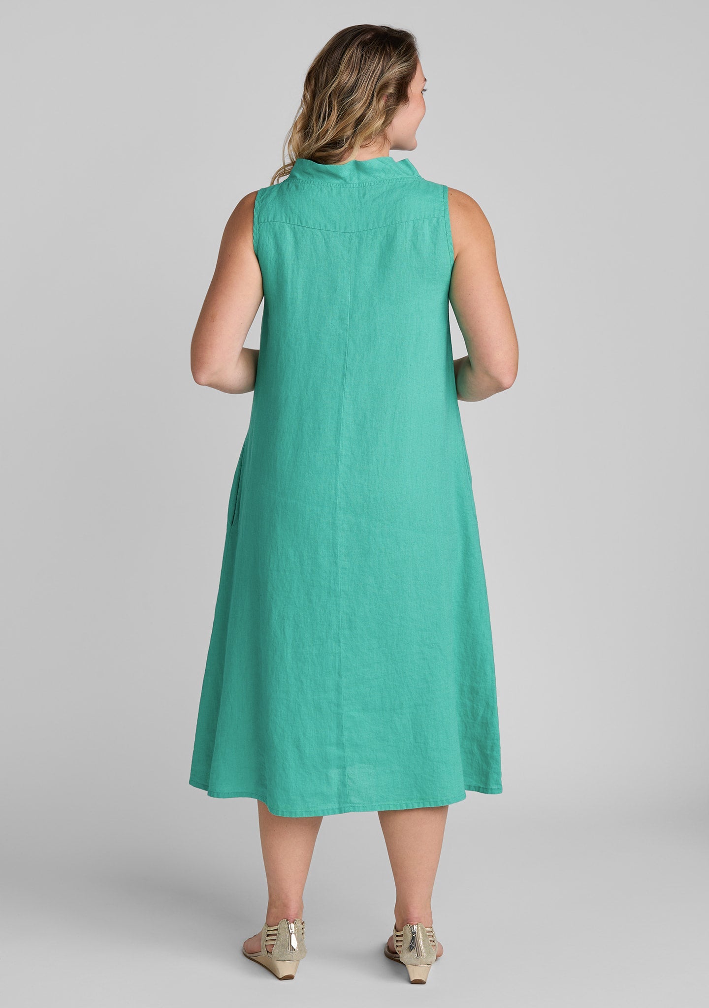 Brooke Sleeveless Linen Flare Dress for Women - gallery