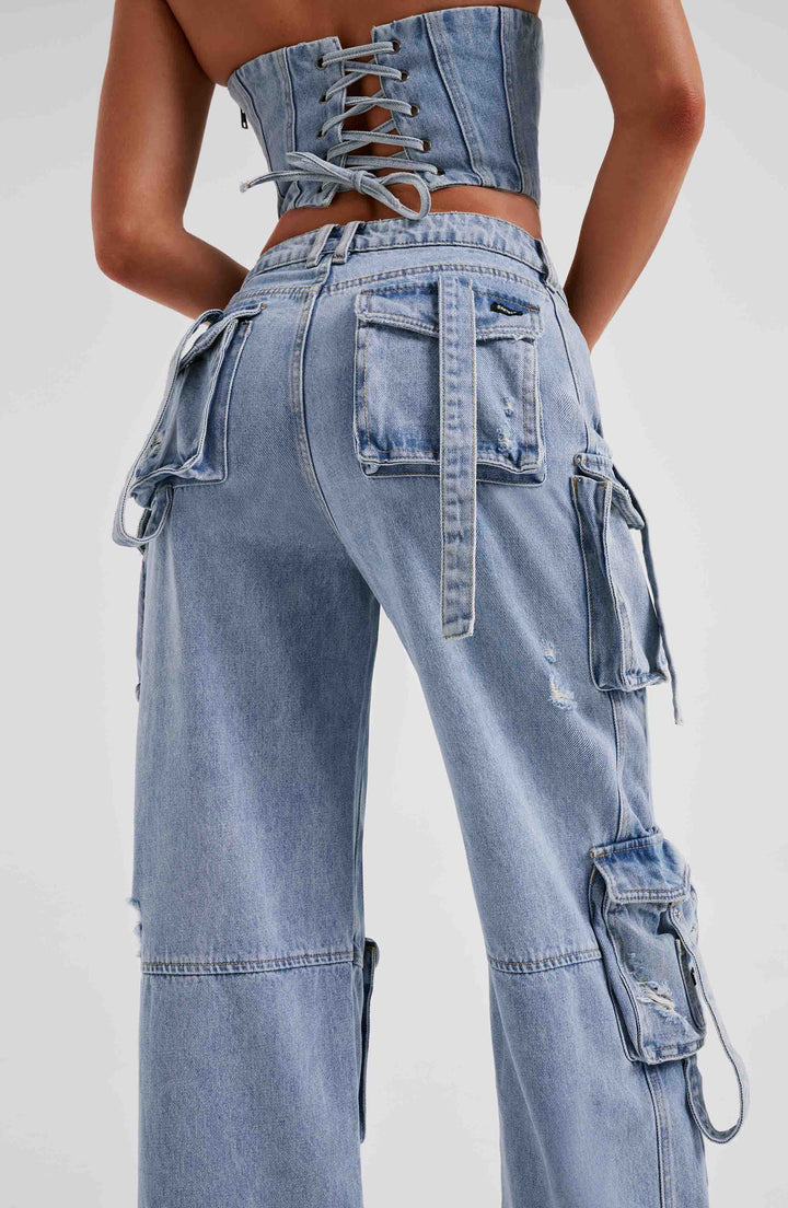Women's Chic Denim Cargo Pants