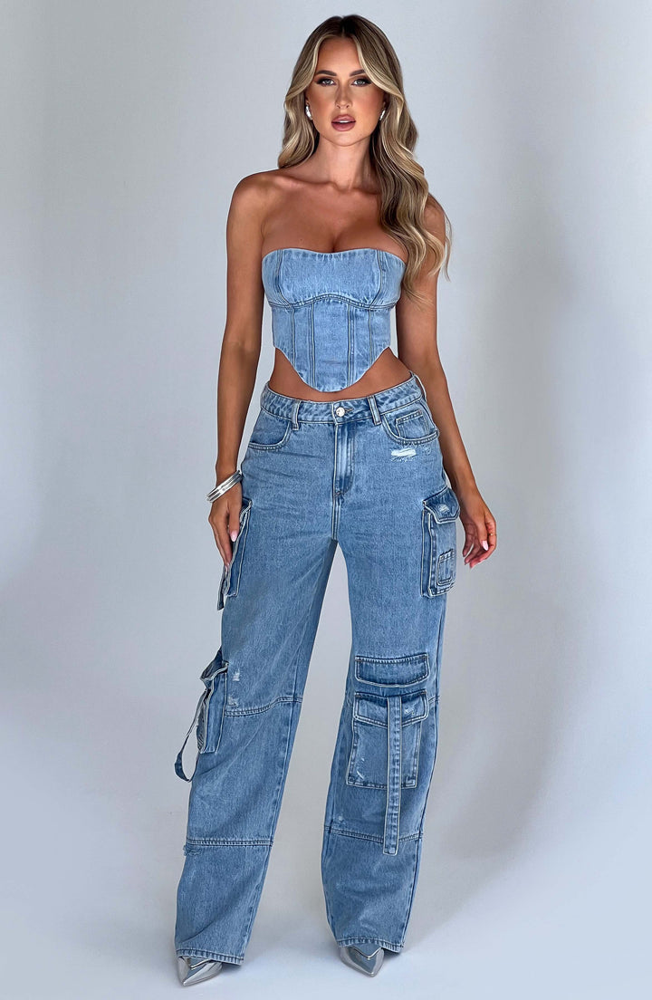 Women's Chic Denim Cargo Pants