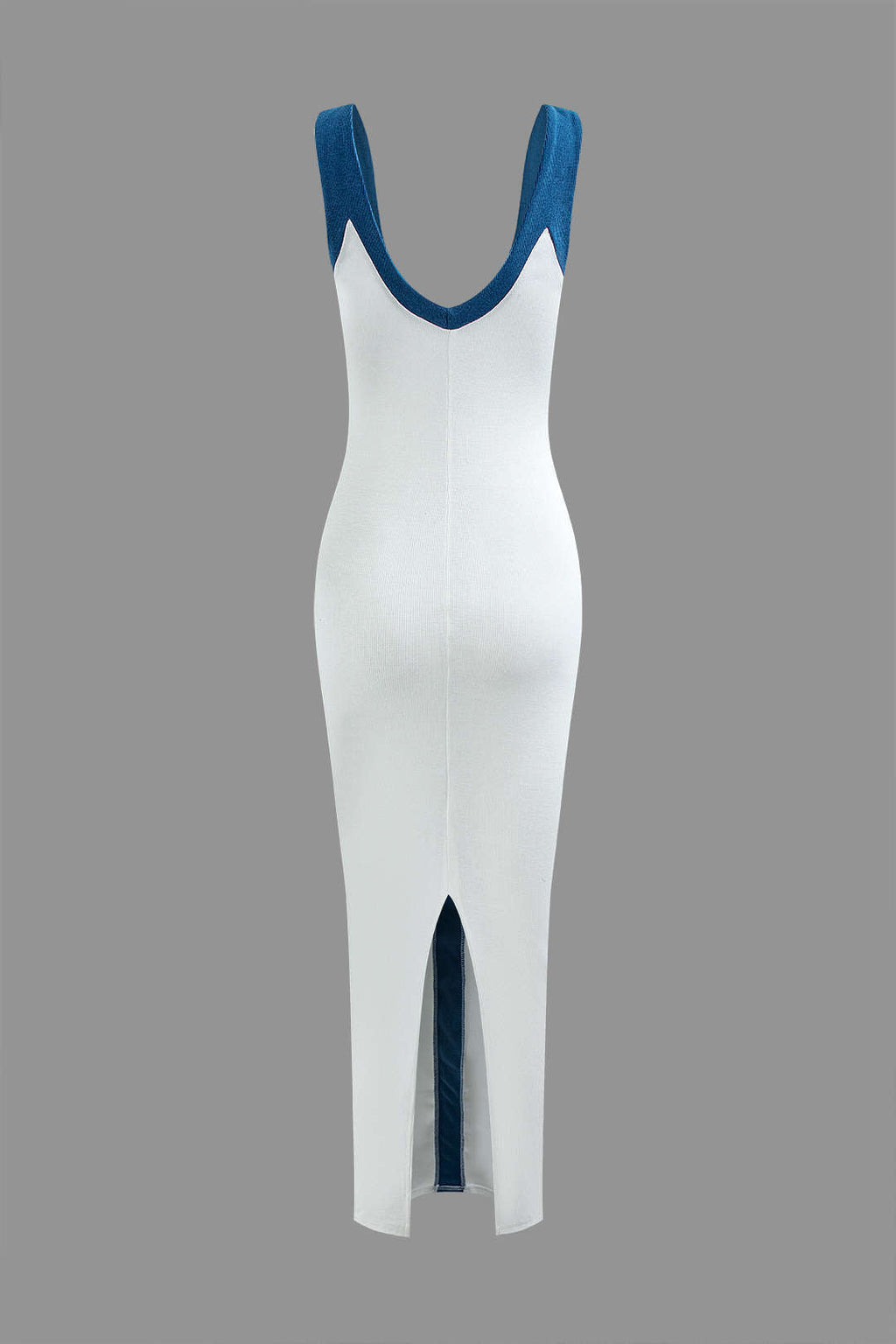Colorblock V-Neck Ribbed Split Maxi Dress for Women - gallery