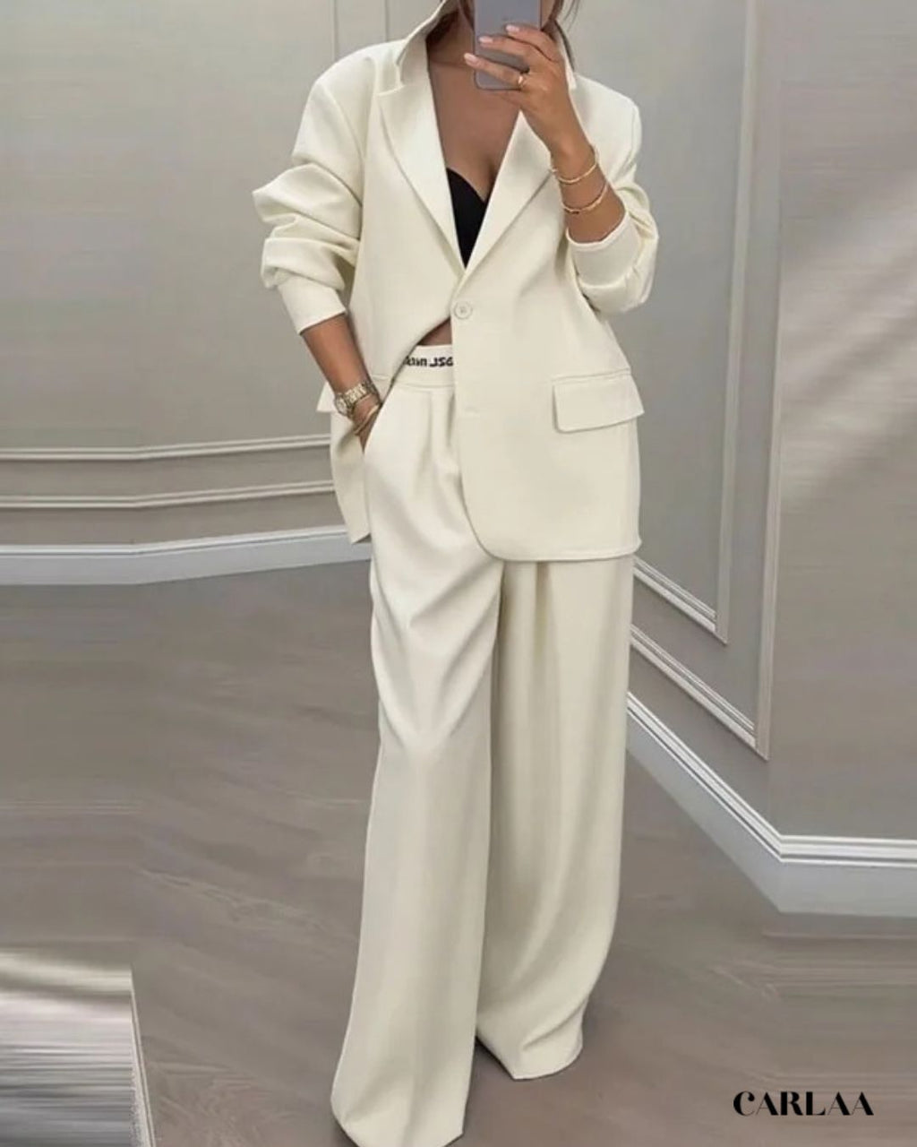 Elegant Oversized Trouser Suit for Women - White