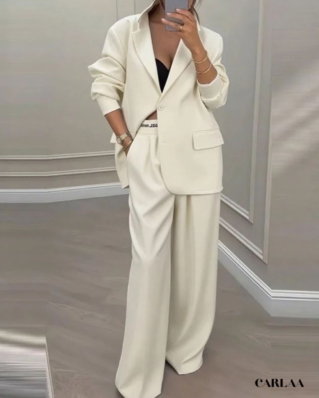 Elegant Oversized Trouser Suit for Women - White