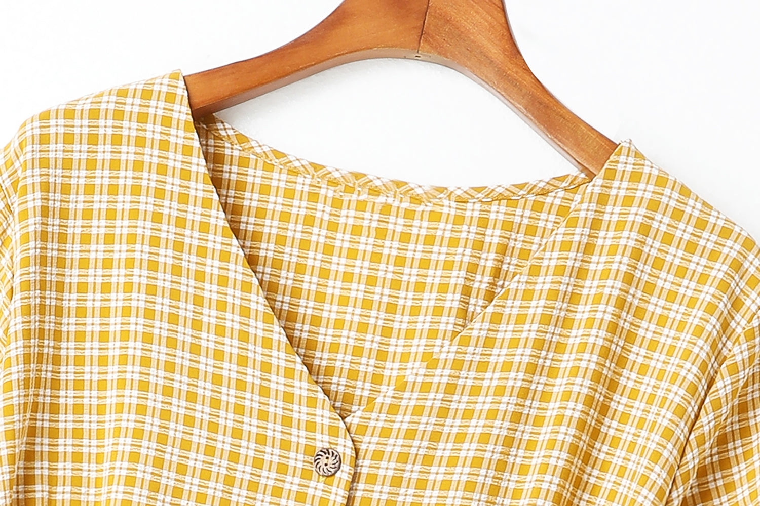 Catherine Plus Size Checks Print V Neck Buttons Waist Bow Tie Swing Shor... — gallery