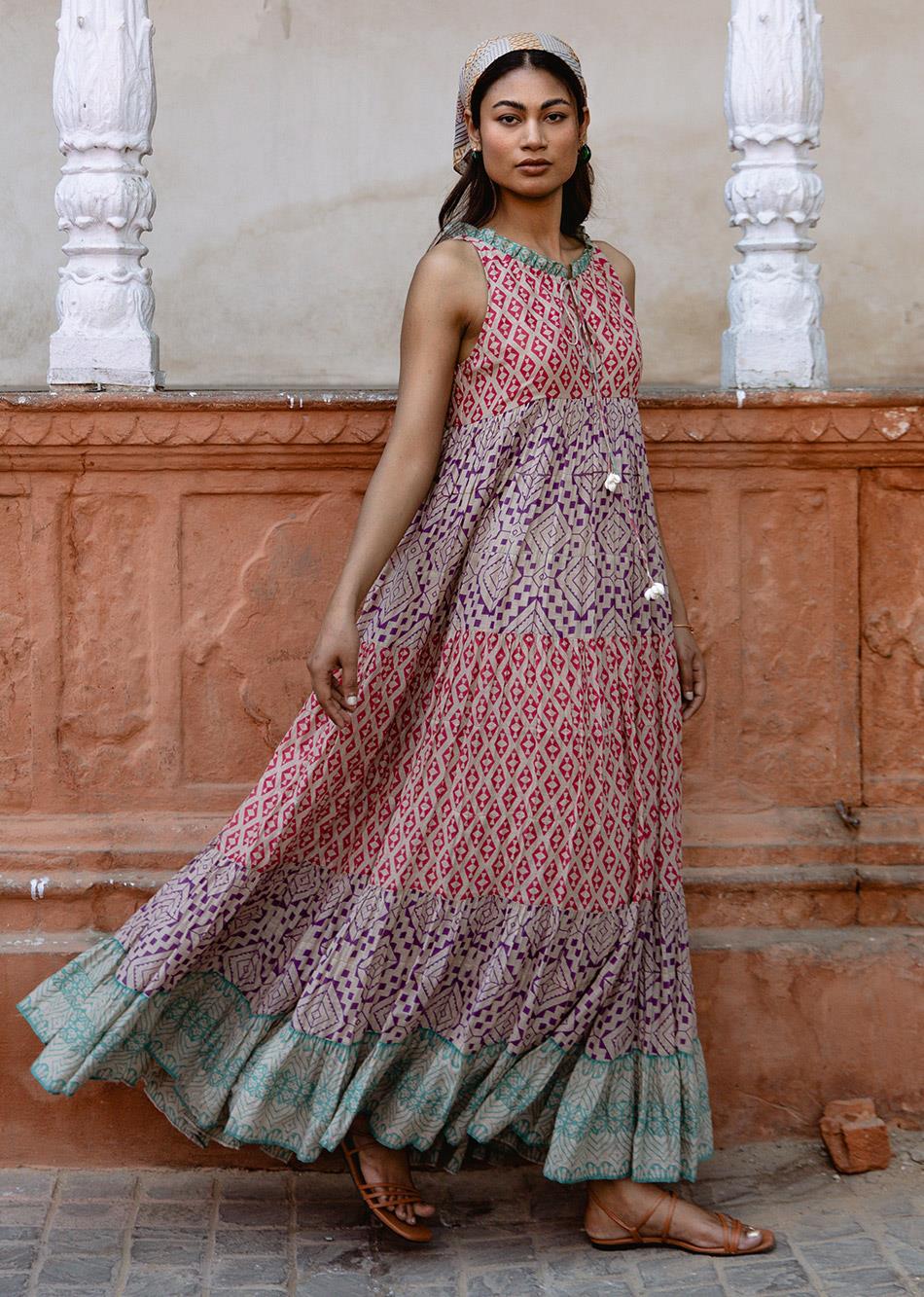 Brown Tiered Dori Maxi Dress for Women - gallery