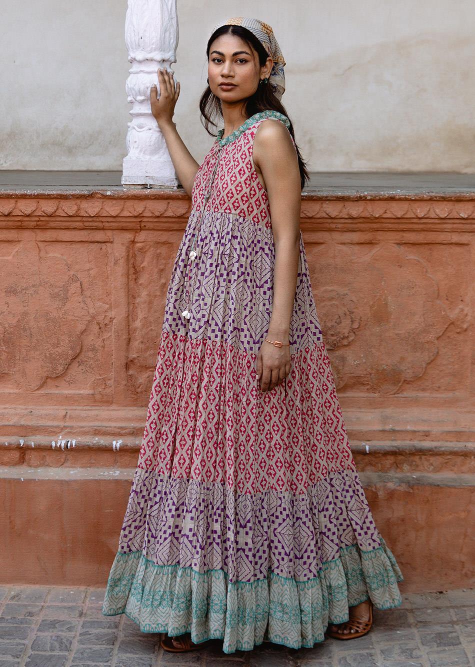 Brown Tiered Dori Maxi Dress for Women - gallery