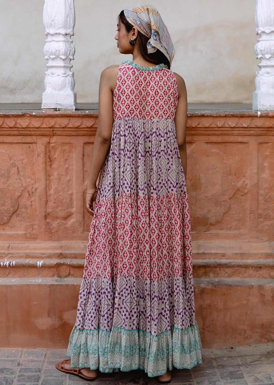 Brown Tiered Dori Maxi Dress for Women - gallery